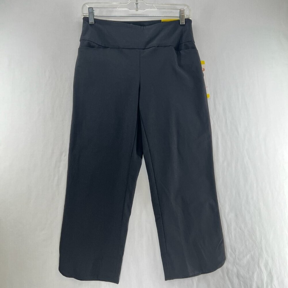 S.C. & CO 360 Tummy Control Cropped Pants Womens 6 Easy Pull On Petal Slit Black